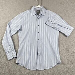 Lacoste Button Up Long Sleeve Shirt Men's Medium Blue Striped Preppy Formal